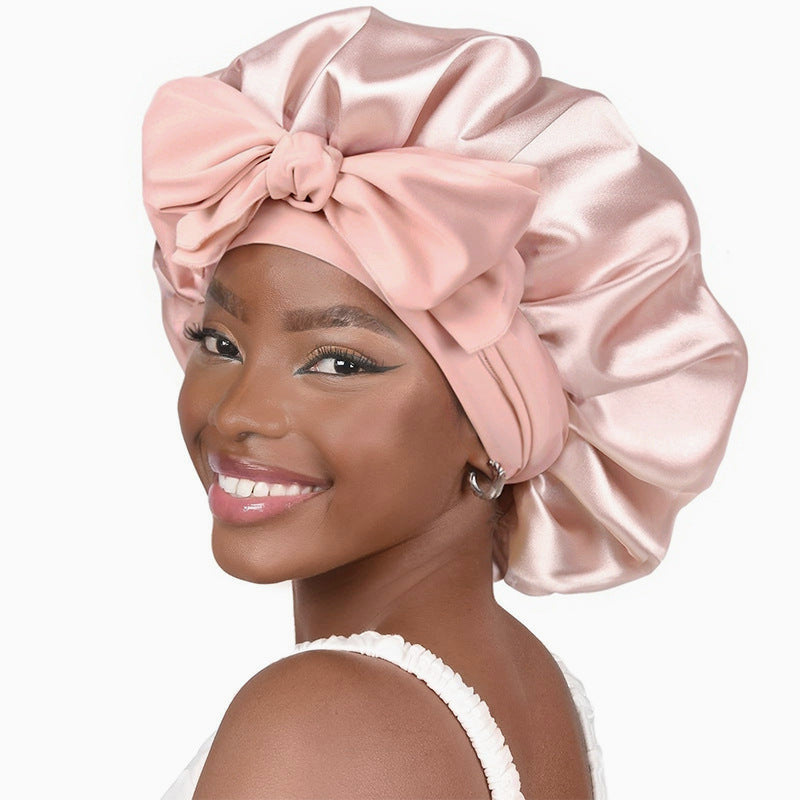 ribbon satin sleep cap