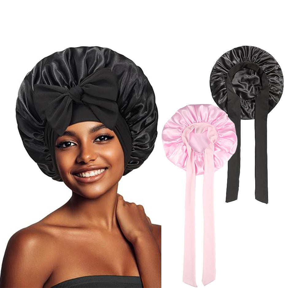 ribbon satin sleep cap