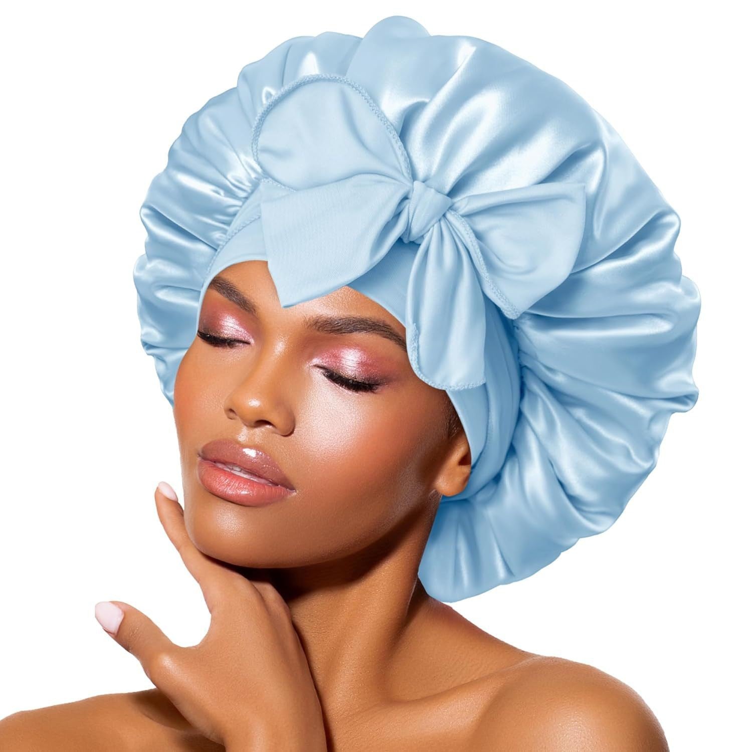 ribbon satin sleep cap