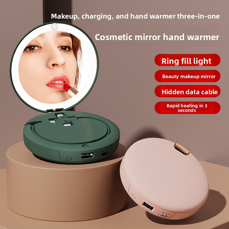 Makeup mirror warm hand warmer charging battery