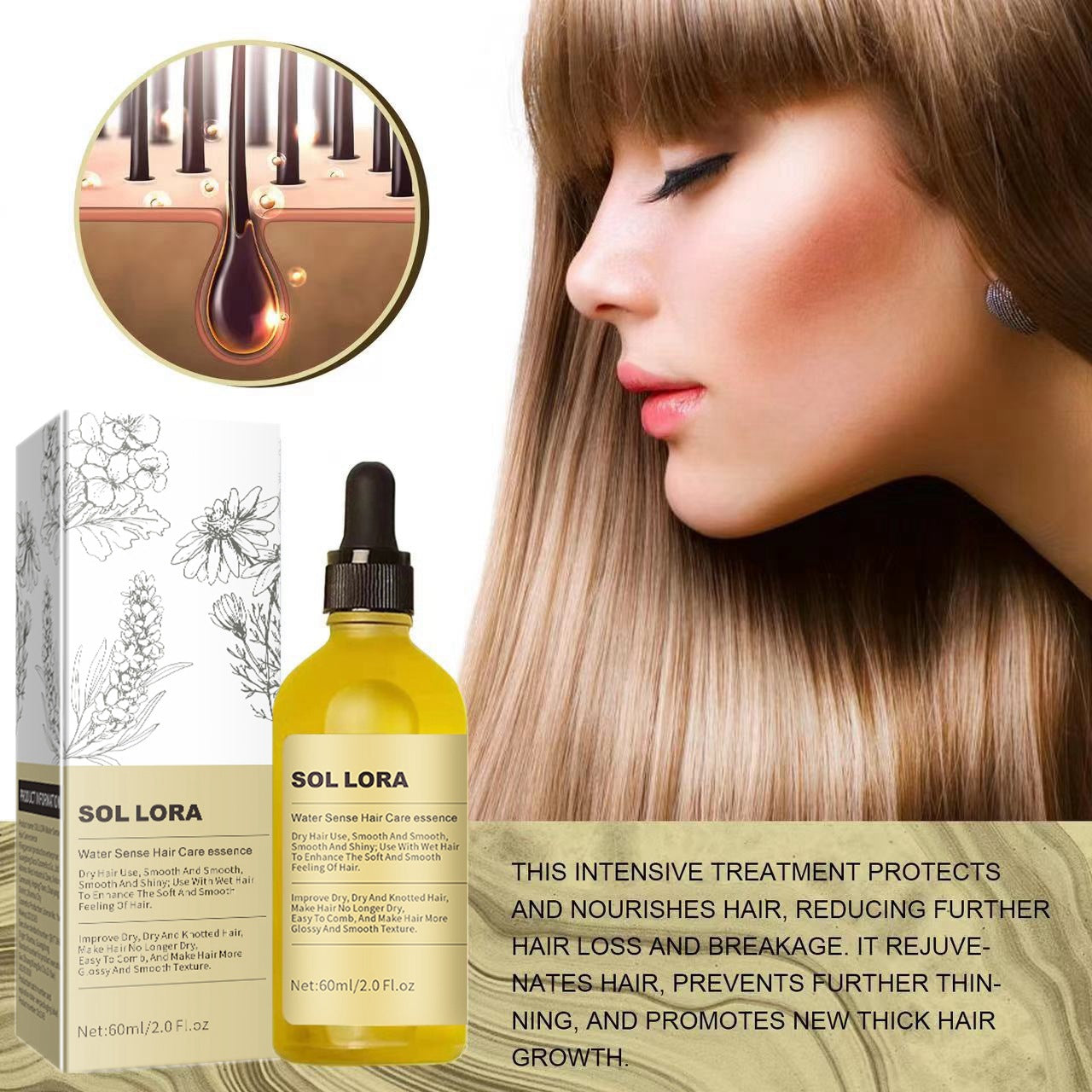 SOL LORA Rosemary dense hair essential oil hair repair hair damage anti-loss soft hair nourishing hair hair care oil