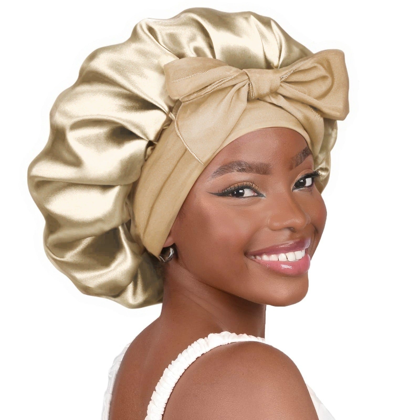 ribbon satin sleep cap