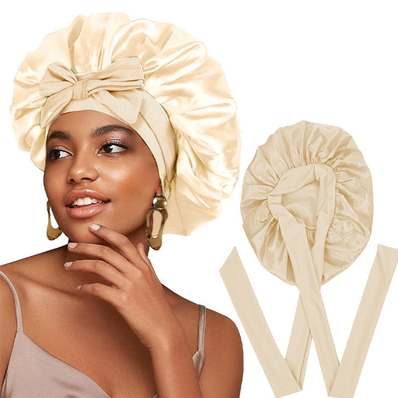 ribbon satin sleep cap