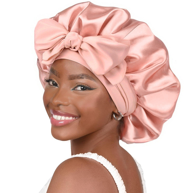 ribbon satin sleep cap