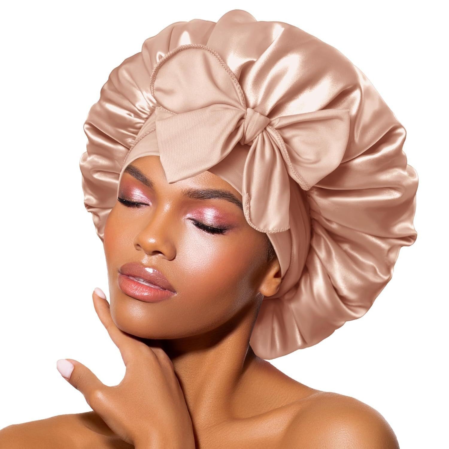 ribbon satin sleep cap